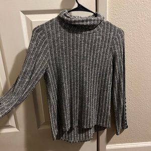 Gray/Black Turtleneck Long Sleeve Top